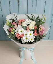 Букет цветов из:  Розы, Лизиантусы и Хризантемы в Абдулино