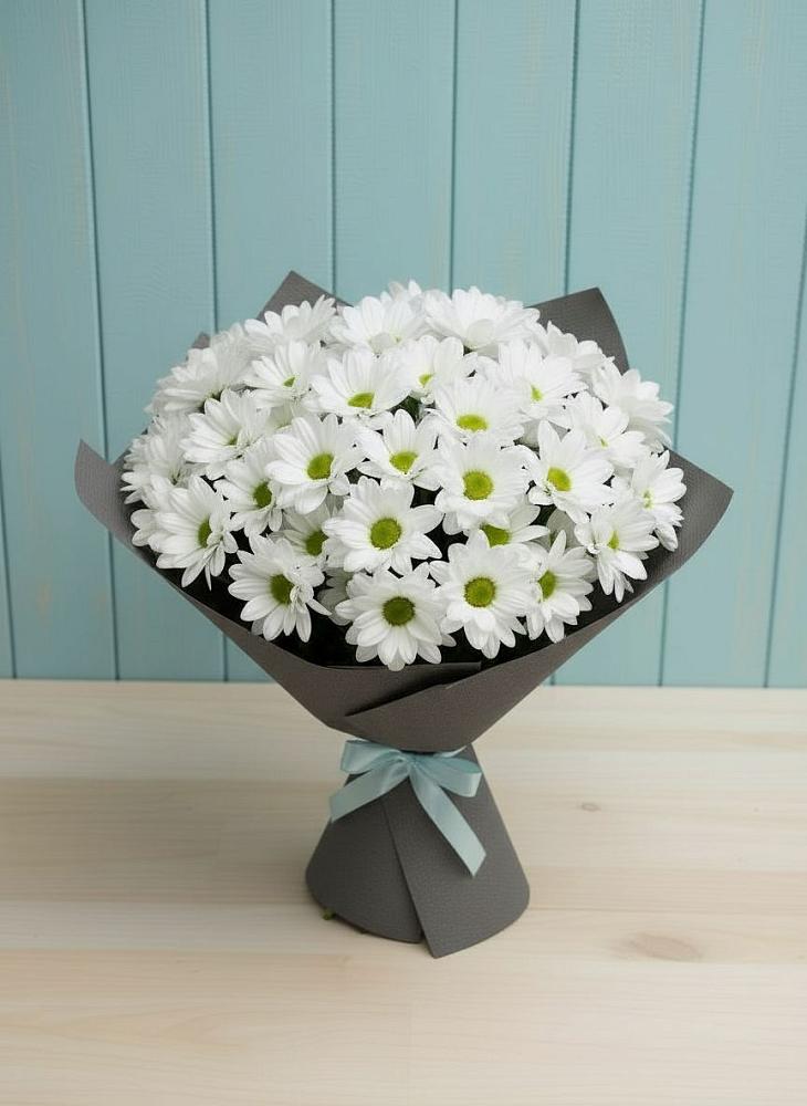 Букет белые хризантемы в Абдулино Букет цветов из: Хризантемы в Абдулино