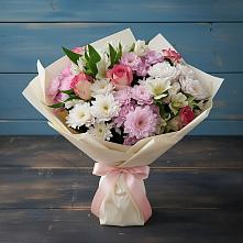 Букет цветов из:  Хризантемы, Альстромерии и Розы в Абдулино