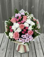 Букет цветов из:  Альстромерии, Гвоздики, Розы и Хризантемы в Абдулино