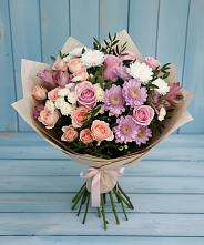 Букет цветов из:  Хризантемы, Розы и Альстромерии в Абдулино