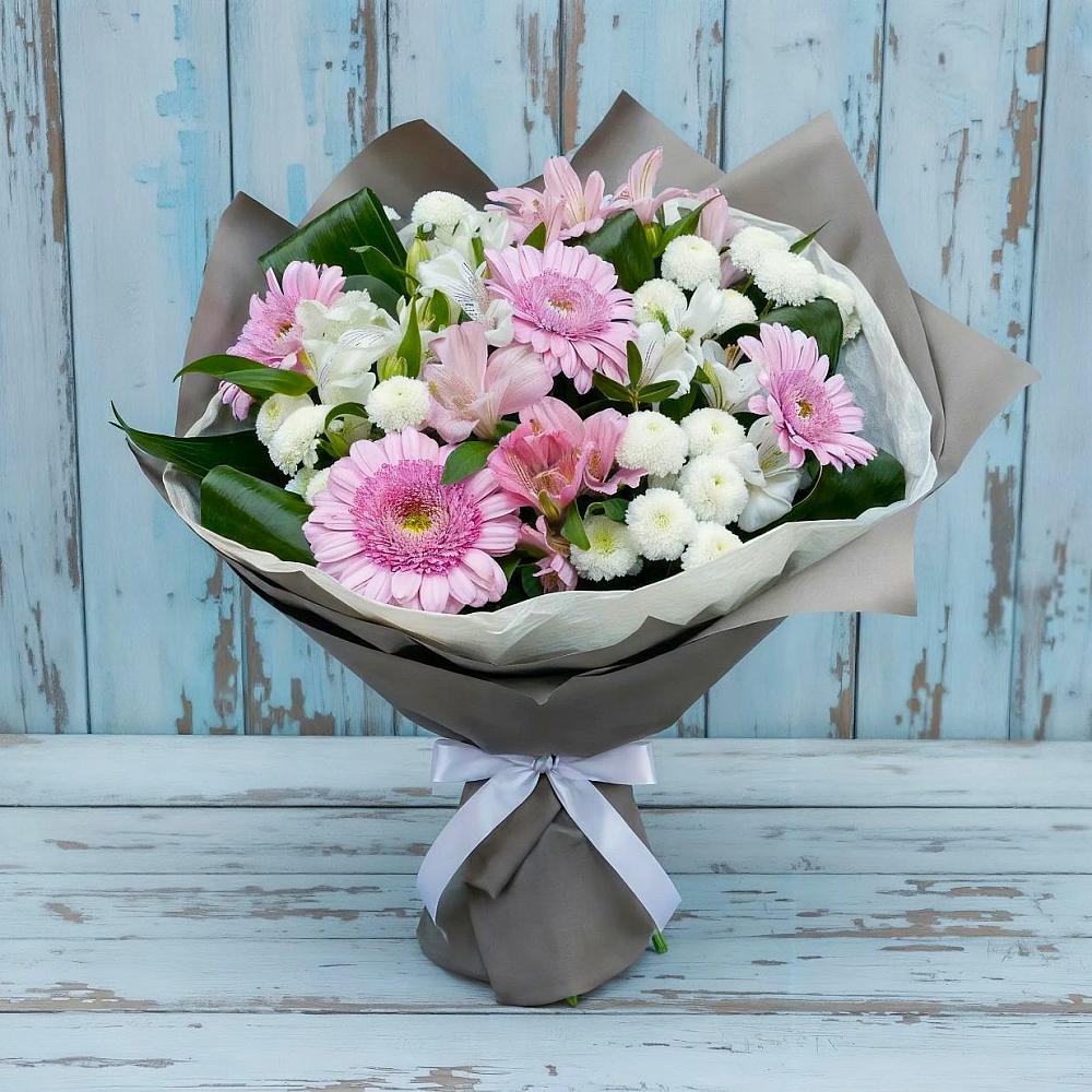 Букет цветов из: Герберы, Альстромерии и Хризантемы в Абдулино