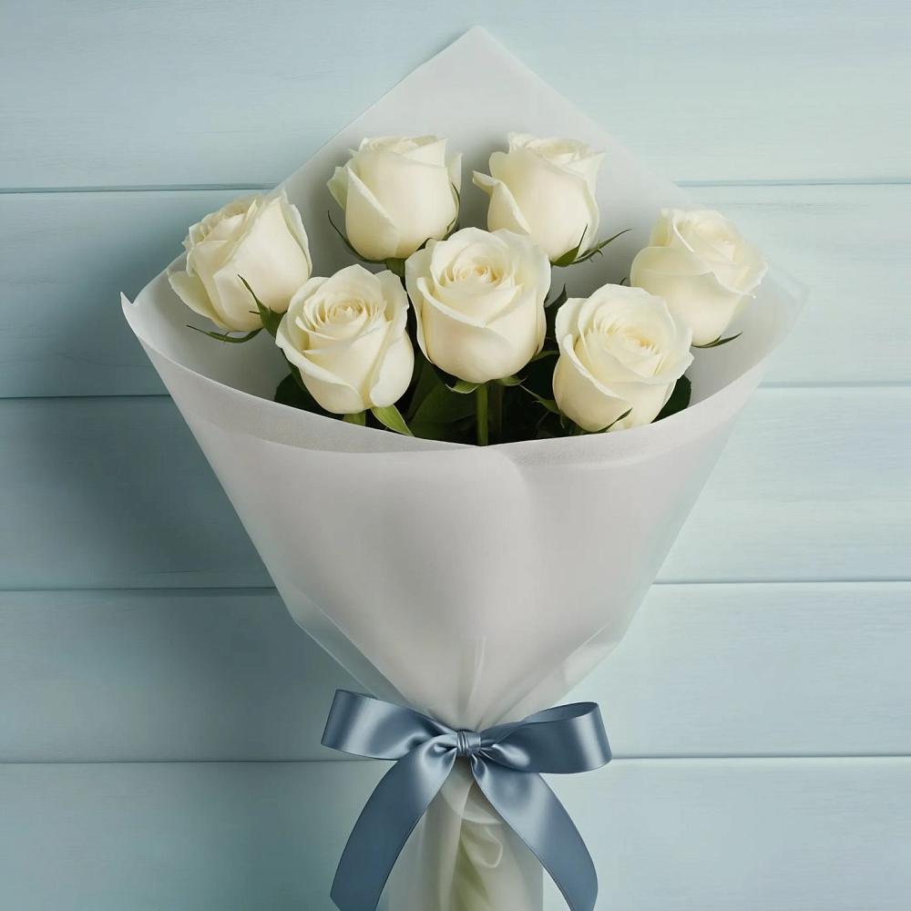 Букет 7 Белых роз Эдлесс Лав в Абдулино
